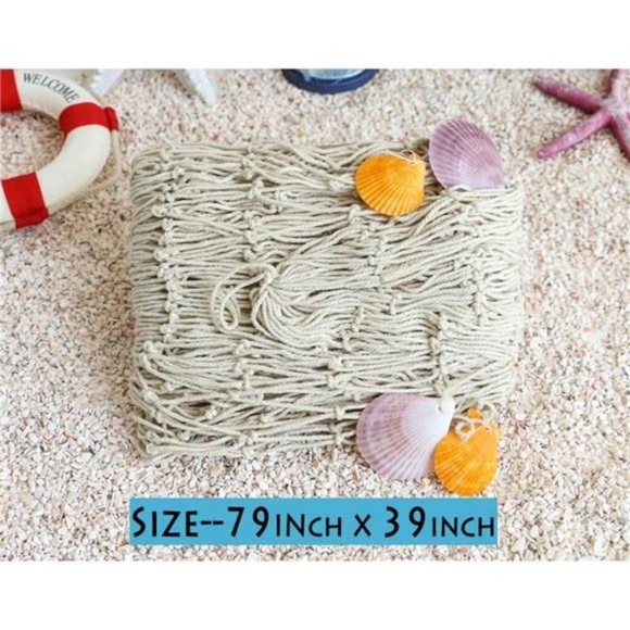 Natural Fishing Net Decor with Shells 79 Inch Beach Theme Decor for Party Home - Picture 2 of 7